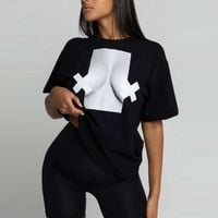 Chiara Wear - T-shirt bawełniany oversize XX BOOBIES - czarny XS