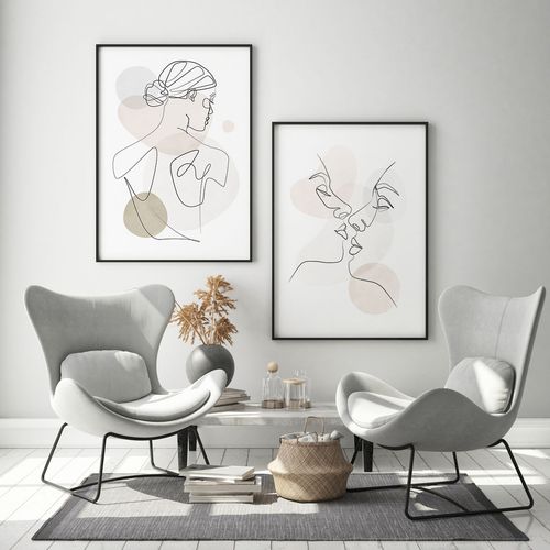 Zestaw dwóch plakatów jedna linia pastele 40x50 cm na Arena.pl