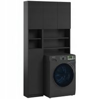 Zestaw Mebli Łazienkowych Czarny Mat Push To Open Tip On Szafka Regał