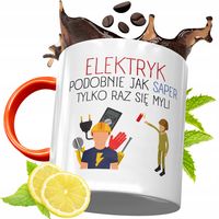 Kubek Pomarańczowy Dla Elektryka Idealny Prezent Z Nadrukiem Ze Zdjęciem