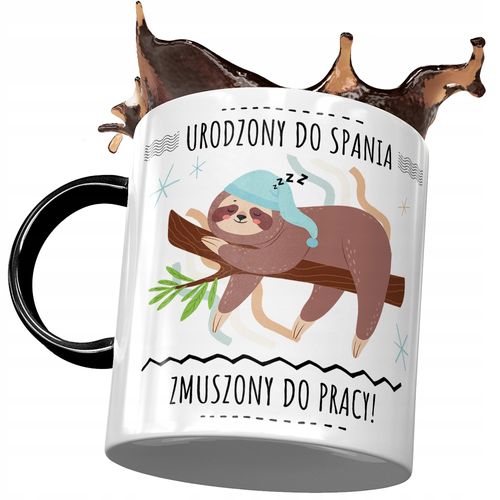Kubek Czarny Śmieszny Urodzony Do Spania Prezent Z Nadrukiem Ze Zdjęciem na Arena.pl