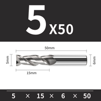 Frez trzpieniowy VHM 2-ostrzowy do aluminium Rozmiar: Ø5x15x6Dx50L