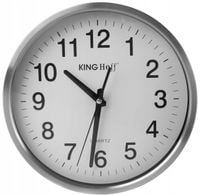 ZEGAR ŚCIENNY Cichy METALOWY Srebrny SATYNA Płynna Praca 30cm 5025