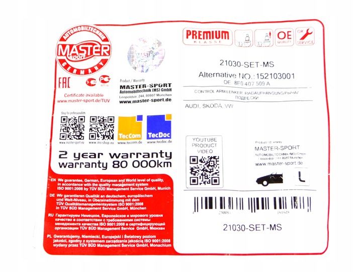 Zestaw Wahacze Górne + ŚRUBY 4x Wahacz Do Audi A4 B5 B6 B7 A6 C5 Passat zdjęcie 4