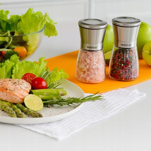 Deiss PRO Zestaw młynków do pieprzu i soli, 2 ręczne młynki i mały lejek na Arena.pl