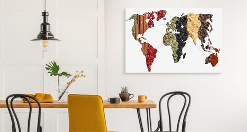 Obraz Do Kuchni Jadalni Mapa Świata Przyprawy Abstrakcja 100cm x 70cm na Arena.pl