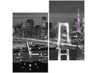 60X60CM ZEGAR NOCNY WIDOK OBRAZ DREWNO ŚCIAN KWADRAT