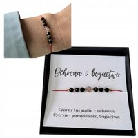 BRANSOLETKA Z KAMIENI NATURALNYCH TURMALIN CYTRYN TALIZMAN OCHRONY BOGACTWO