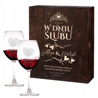 PREZENT NA ŚLUB ROCZNICĘ URODZINY KIELISZKI DO WINA SKRZYNKA Z GRAWEREM