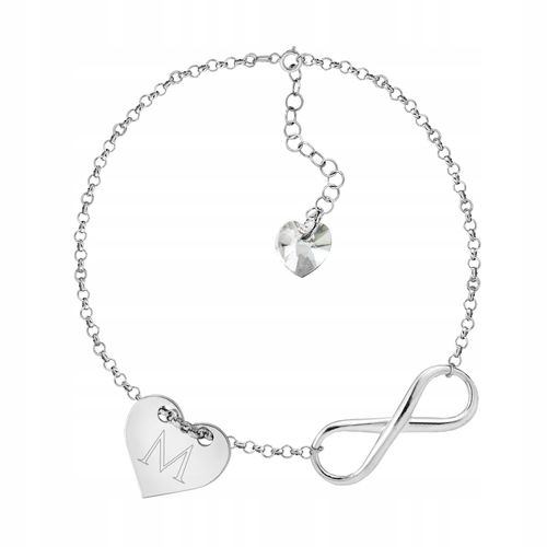 Srebrna bransoletka INFINITY ROCZNICA serce GRAWER na Arena.pl