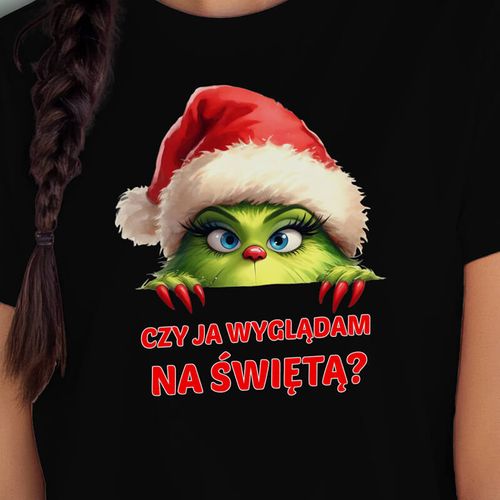 Świąteczna koszulka z nadrukiem - Czy ja wyglądam na Świętą? L na Arena.pl