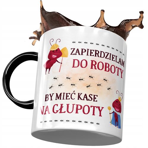 Kubek Czarny Śmieszny Zapierdzielam Do Roboty Z Nadrukiem Ze Zdjęciem na Arena.pl