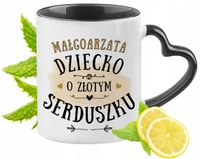 Kubek Czarny Z Uszkiem W Kształcie Serca Dla Małgorzaty Idealny Na Prezent