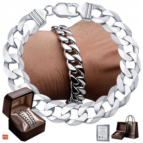 Bransoleta Srebrna Męska Bransoletka GRUBA Srebro 925 Pancerka PEŁNA na Arena.pl