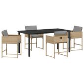 Zestaw do jadalni w ogrodzie 5 pcs Beżowy polirattan