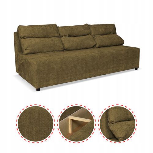 Kanapa sofa KIMO funkcja spania pojemnik Family Meble Ramona brązowy welur na Arena.pl