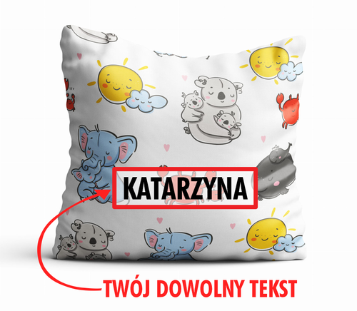 Poduszka DZIECIĘCA z Twoim napisem PD31 słoniki i kraby na Arena.pl