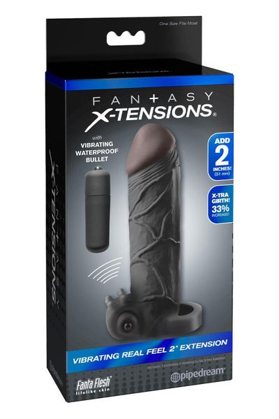 FANTASY X-TENSIONS VIBRATING REAL FEEL 2 INCH EXTENSION BLACK zdjęcie 4