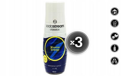 3x SYROP SODASTREAM XTREME ENERGY ENERGETYK DO SATURATORA 9L NAPOJU z 440ml na Arena.pl