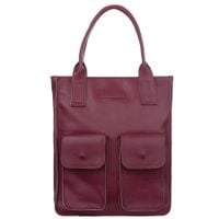 VERA PELLE torebka skórzana shopper na ramię z kieszeniami V516 bordowa