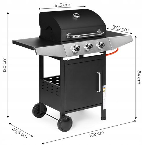 Grill gazowy ogrodowy 10.2 kW duży ruszt 3 palniki termometr reduktor Multi na Arena.pl