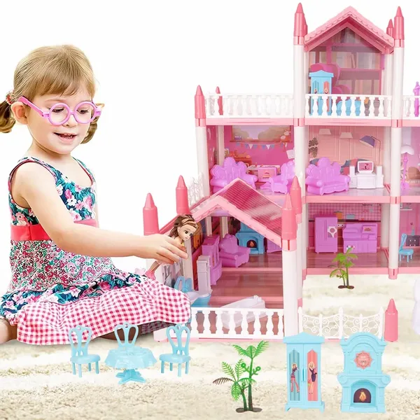 Duży Domek dla Lalek Villa Rezydencja Meble Taras zdjęcie 12