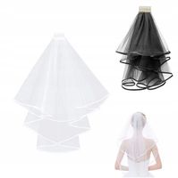 2 sztuki welonów ślubnych, prosty z grzebieniem czarnybiały welon, długość