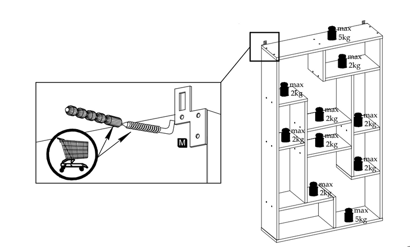 Regał ścienny podłogowy pionowy poziom kolor biały zdjęcie 7