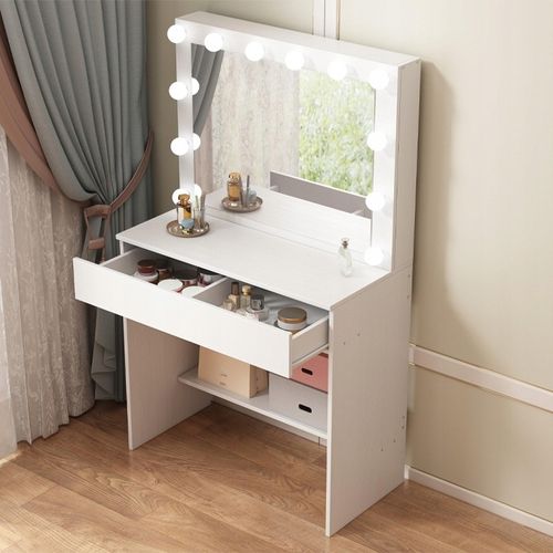 TOALETKA KOSMETYCZNA MAKIJAŻU WIZAŻU Z LUSTREM LED NOWOCZESNA LOFT GLAMOUR na Arena.pl