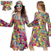 Hipis hipiska przebranie sylwester karnawał sukienka opaska lata 60 70