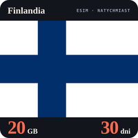 Karta eSIM Internet Finlandia 20 GB na 30 dni - bez rejestracji