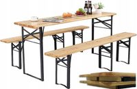 ZESTAW Piwny BIESIADNY składany STÓŁ + 2 ŁAWKI komplet Barowy Ogrodowy