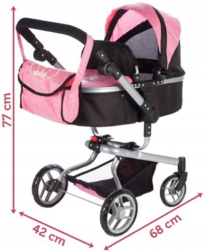 WÓZEK DLA LALEK GŁĘBOKI SPACERÓWKA 2w1 LEKKI SKŁADANY + TORBA + GONDOLA na Arena.pl