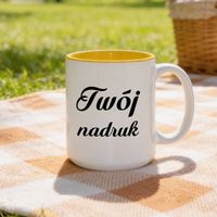 Duży kubek XXL z żółtym wnętrzem z Twoim nadrukiem