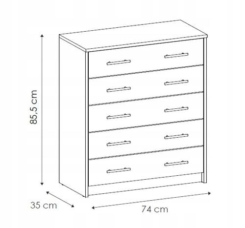 SZAFKA NA BUTY, KOMODA 5 K SONOMA 74 x 85 x 35CM PRZEDPOKÓJ na Arena.pl