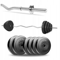 ZESTAW SZTANGA DO TRENINGU NA SIŁOWNIE OBCIĄŻENIA Z GRYFEM ŁAMANYM