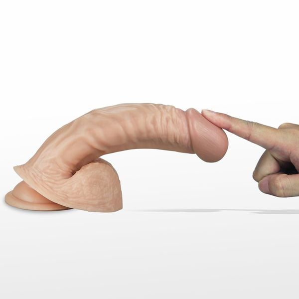 8.5"" Real Extreme Vibrating Dildo Flesh zdjęcie 4