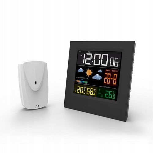 STACJA POGODOWA POGODY BEZPRZEWODOWA TERMOMETR HIGROMET CZUJNIK ZEGAR DATA na Arena.pl
