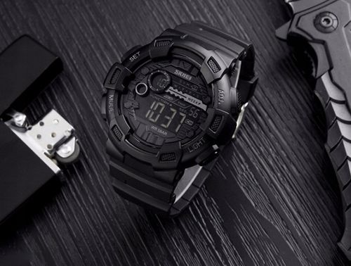 Zegarek męski SKMEI LED elektroniczny czarny wiele funkcji na Arena.pl