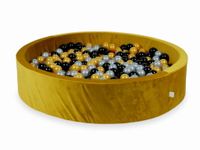 Suchy basen z piłeczkami 600 sztuk 130x30 Velvet zloty (srebrne, złote, czarne)