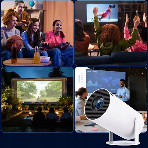 PROJEKTOR RZUTNIK ANDROID TV WIFI FULL HD PRZENOŚNY SMART GŁOŚNIK OBROTOWY na Arena.pl