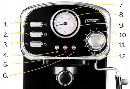 Ekspres do kawy Ciśnieniowy Kolbowy Yoer 1100W 20bar 10kaw +Spieniacz mleka na Arena.pl