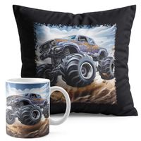 ZESTAW KUBEK + PODUSZKA CZARNA - AUTO MONSTER TRUCK