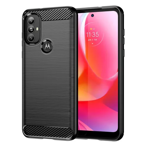 Carbon Case elastyczne etui pokrowiec Motorola Moto G Power 2022 czarny na Arena.pl