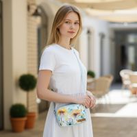 Mini Torebka Box Prostokątna z Ekoskóry z Pastelowym Motywem Kwiatów