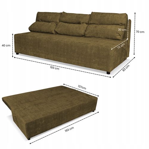 Kanapa sofa KIMO funkcja spania pojemnik Family Meble Ramona brązowy welur na Arena.pl