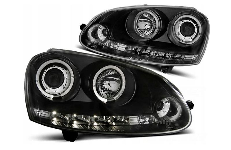 LAMPY REFLEKTORY VW GOLF V 5 OD 2003 DO 2009 Roku RINGI LED Soczewki NOWE zdjęcie 2