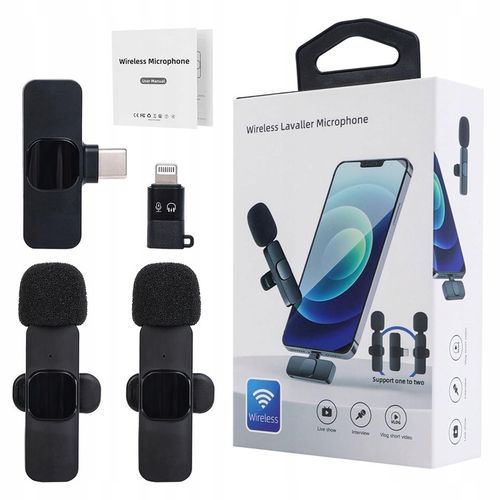 2x MIKROFON BEZPRZEWODOWY KRAWATOWY + ODBIORNIK USB-C + ADAPTER DO IPHONE na Arena.pl