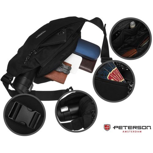 pojemna nerka męska z poliestru w czarnym kolorze zamykana suwakiem na Arena.pl