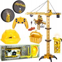 DŹWIG RC DLA DZIECI ŻURAW BUDOWLANY STEROWANY 128cm OBROTOWY +KASK MATADI